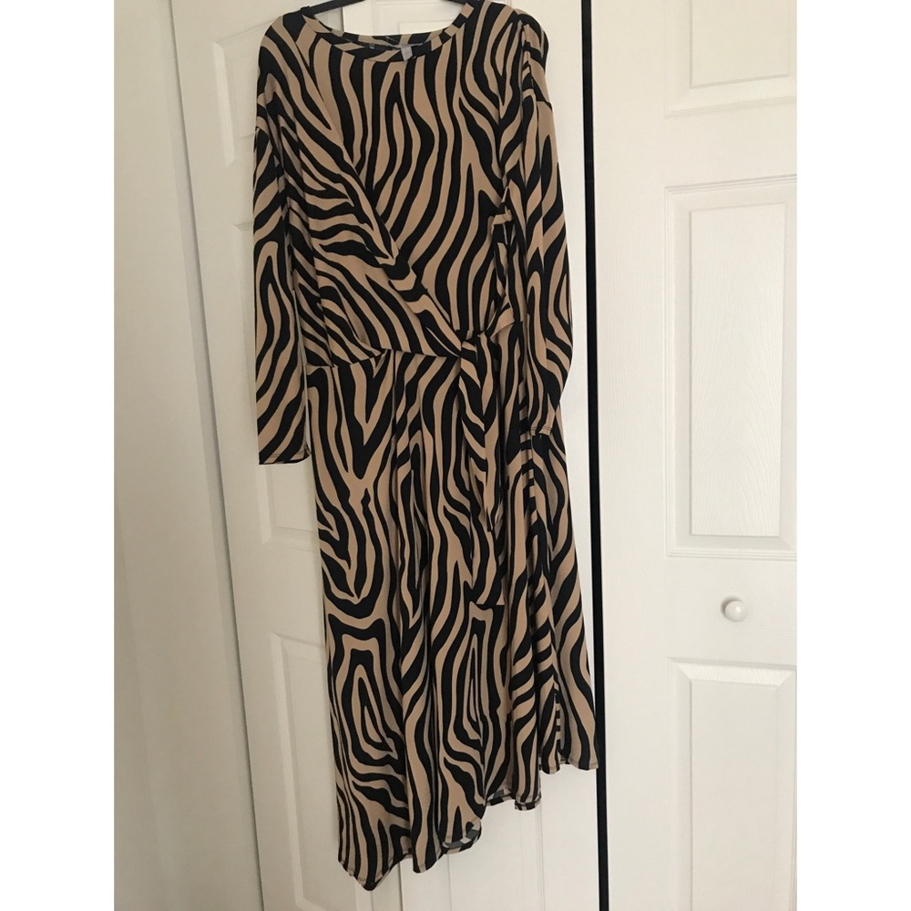 Tan and Black animal print midi dress